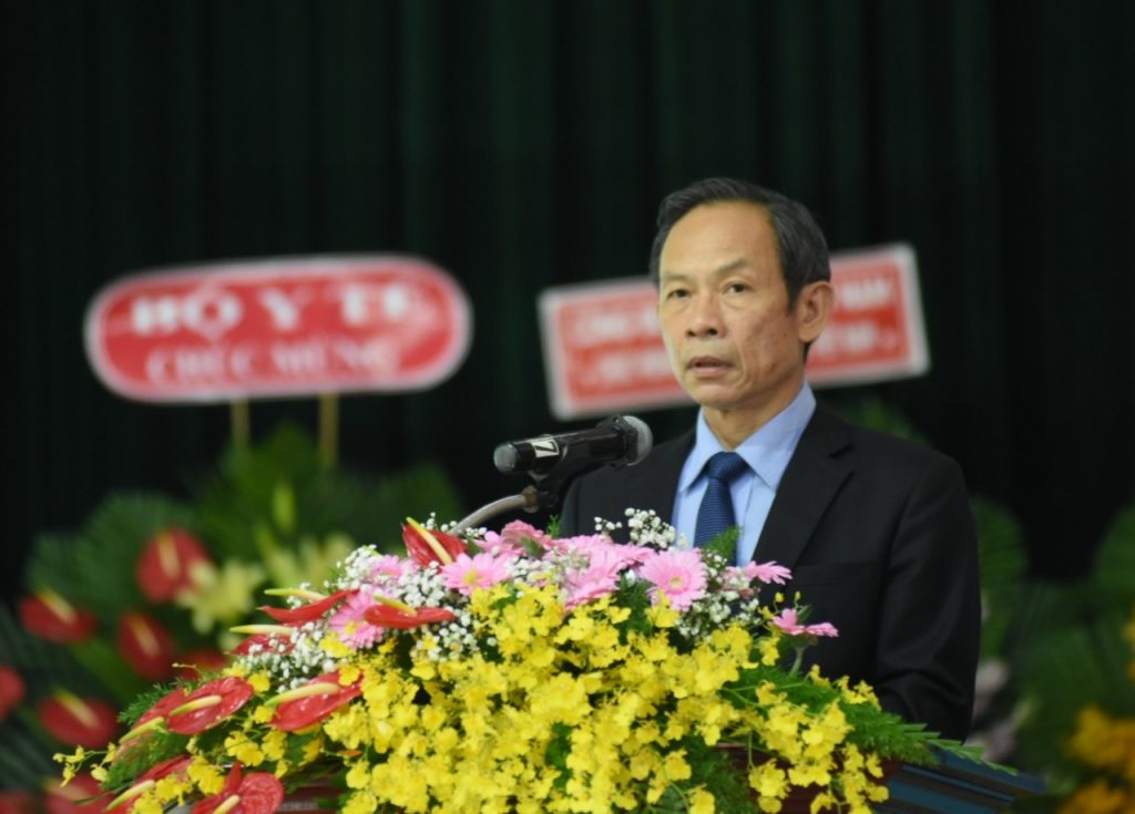 ông Trần Ngọc Thuận – Thành viên HĐQT VRG, Trưởng Ban chỉ đạo phòng, chống dịch Covid-19 của Tập đoàn phát biểu tại buổi lễ