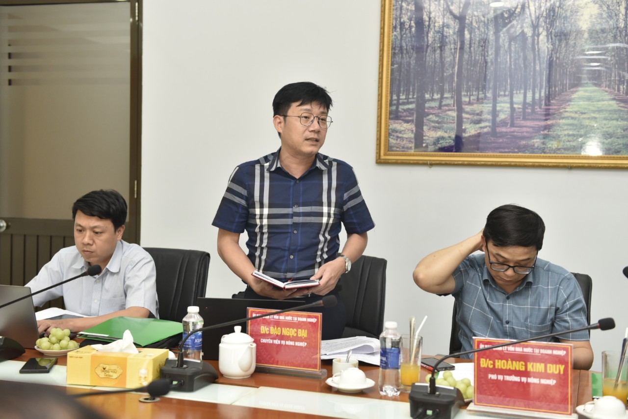 Ông Đào Ngọc Đại – Chuyên viên Vụ Nông nghiệp, Ủy ban Quản lý vốn Nhà nước tại doanh nghiệp phát biểu tại buổi làm việc